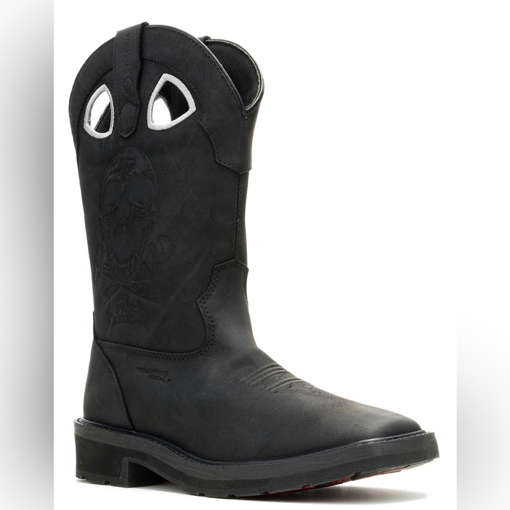 Wolverine Men’s Metallica Rancher Waterproof Leather Pull-On Boots, Black, 7.5 M